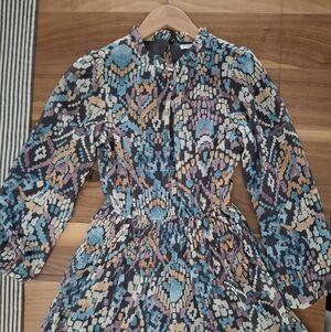 Mayoral Kids Long Sleeve Dress - Blue, Black, Cream